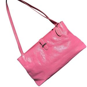 Vintage Rolfs Pink Leather Shoulder Bag Y2K Baguette Handbag Soft Leather Purse